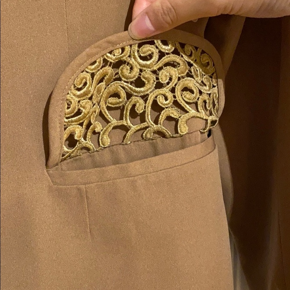 Embroidered Tan Coat - image 3